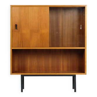 Vintage Nussbaum Vitrinenschrank Highboard Md-Century 1960er