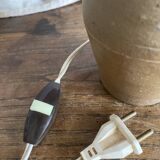 Terracotta and rattan lamp