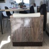 Two armchairs and an Art Deco style pouf