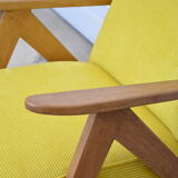 Kompas armchair yellow ribbed velvet