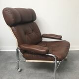 Fauteuil vintage scandinave en cuir