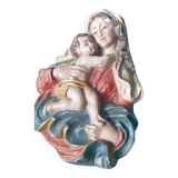 Virgin and child colored in wood