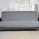 Restored couch, 60s, black and white fabric, black leather
