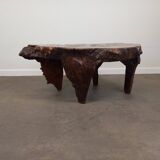 Brutalist coffee table in elm burl