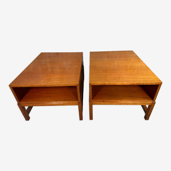 Vintage bedside tables in blond teak 1960