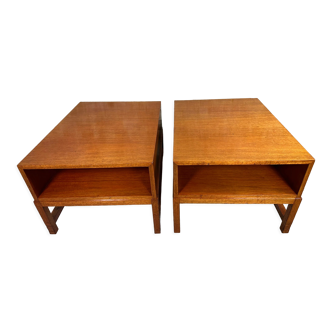 Vintage bedside tables in blond teak 1960