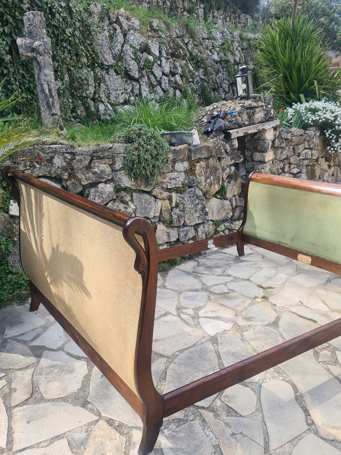 Mahogany empire bed with gooseneck 140x190
