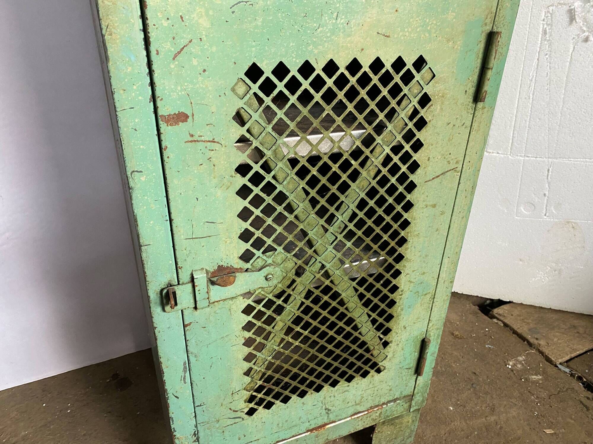 Cabinet with 1 door and 1 industrial metal drawer, 1950