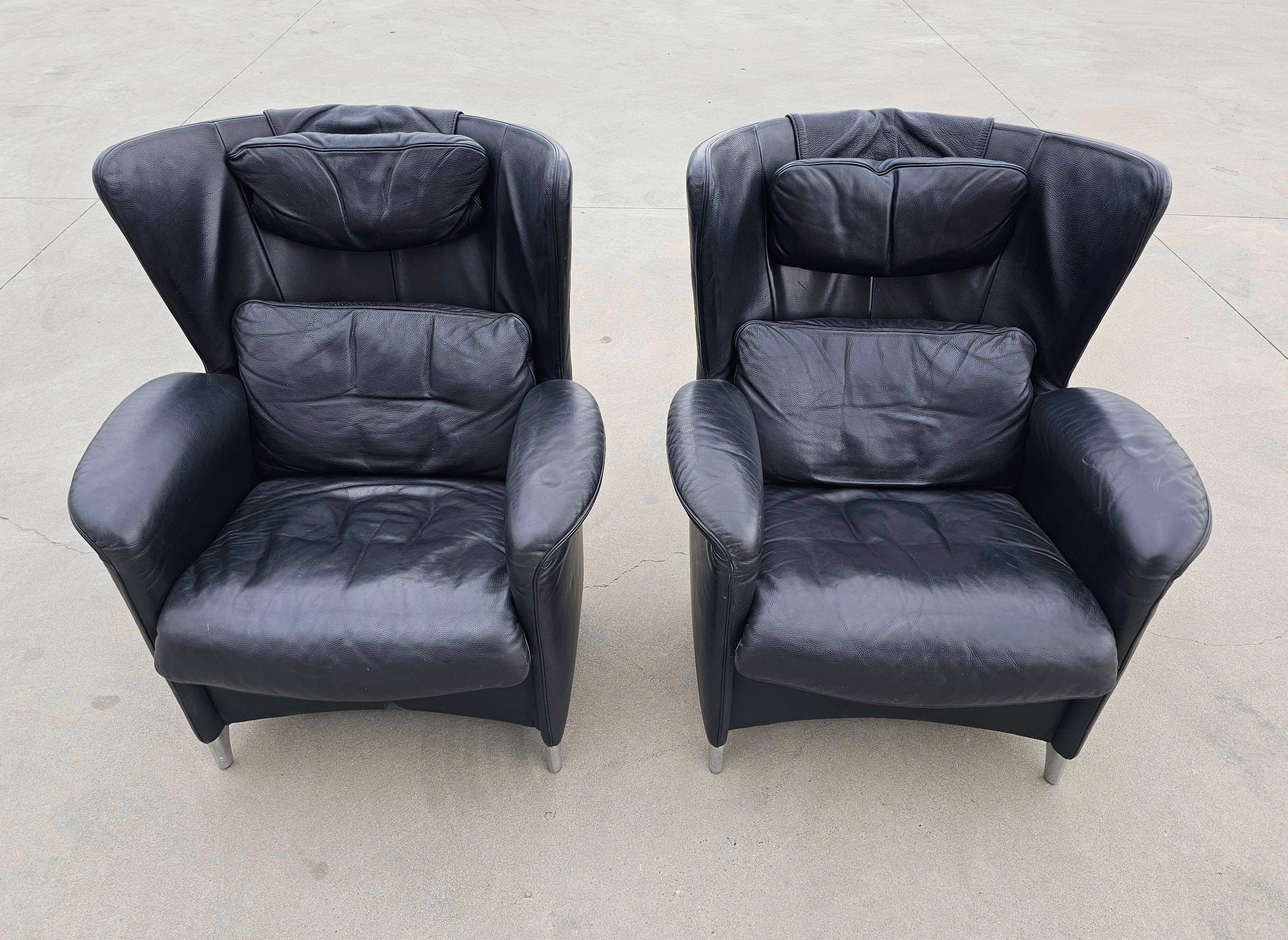 Pair of postmodern armchairs DS-23 by Franz-Josef Schulte for De Sede