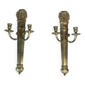 Pair of Empire style bronze wall sconces with quiver design.