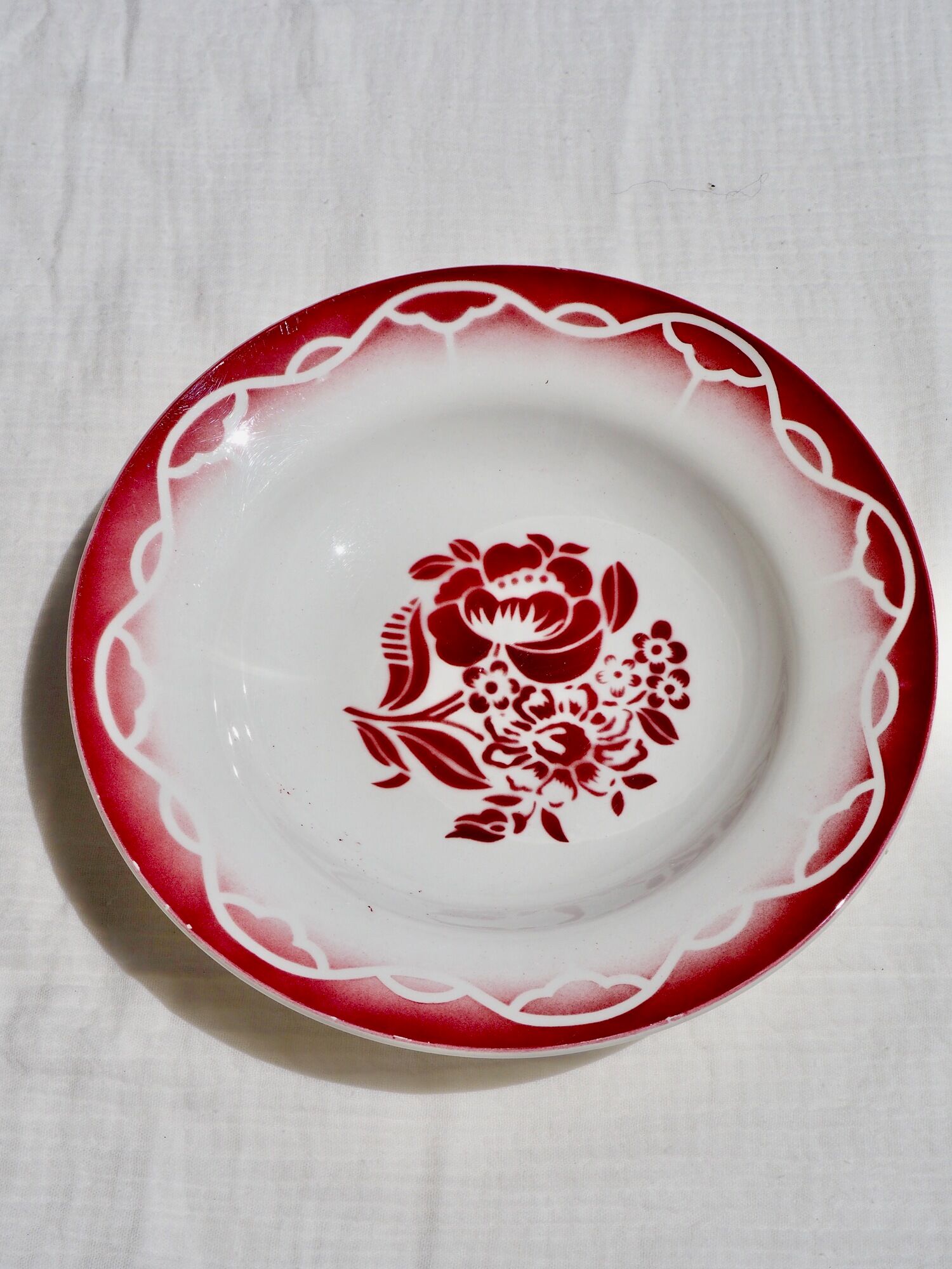 Set of 6 hollow plates Terre de Fer, model "Odette", Digoin Sarreguemines