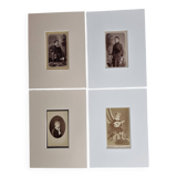 Set of 4 mounted old photographs, portraits of children and young women from the 19th century