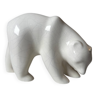 Art Deco style crackled ceramic bear