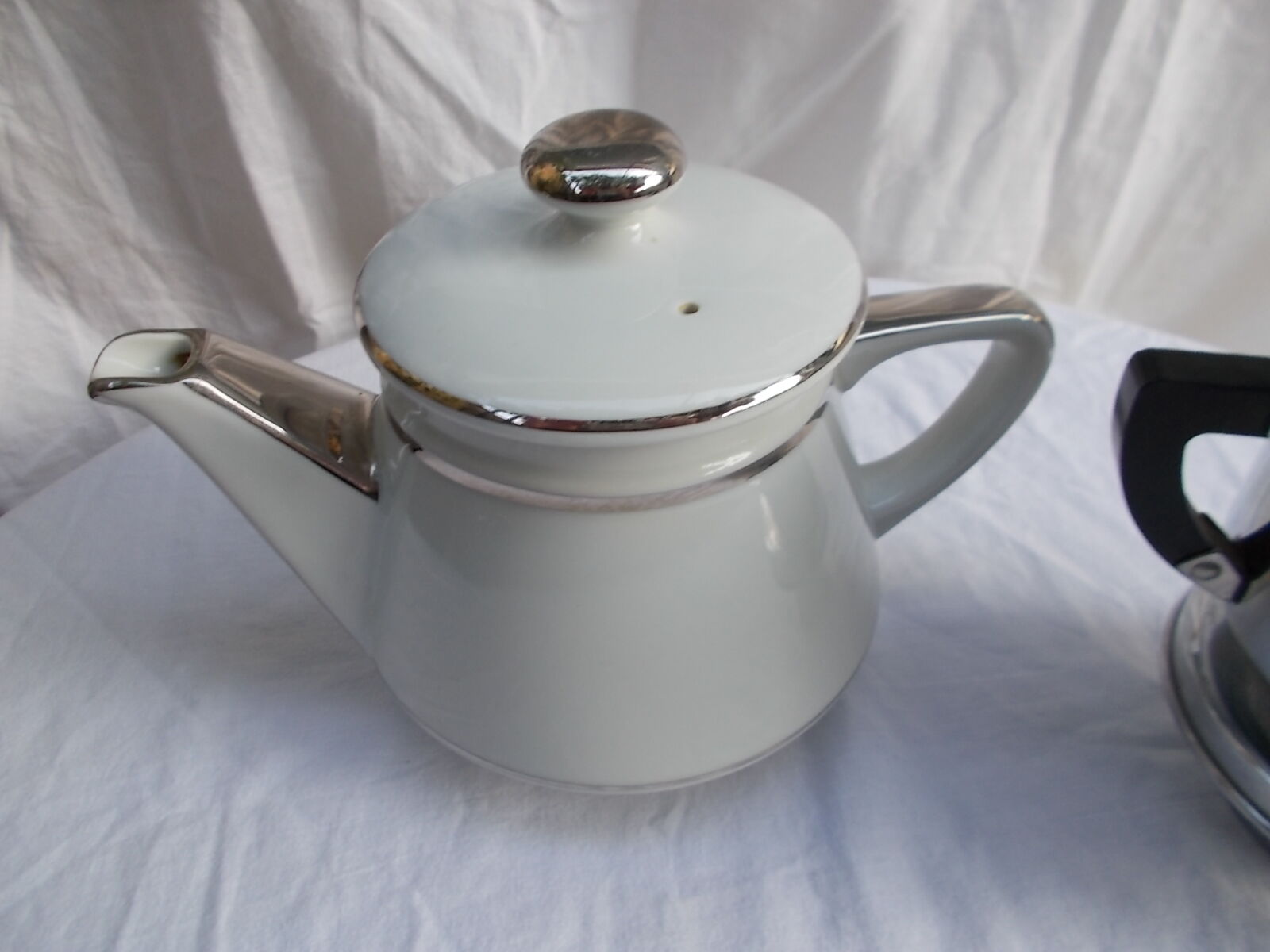 White silver Salam coffee pot Limoges France
