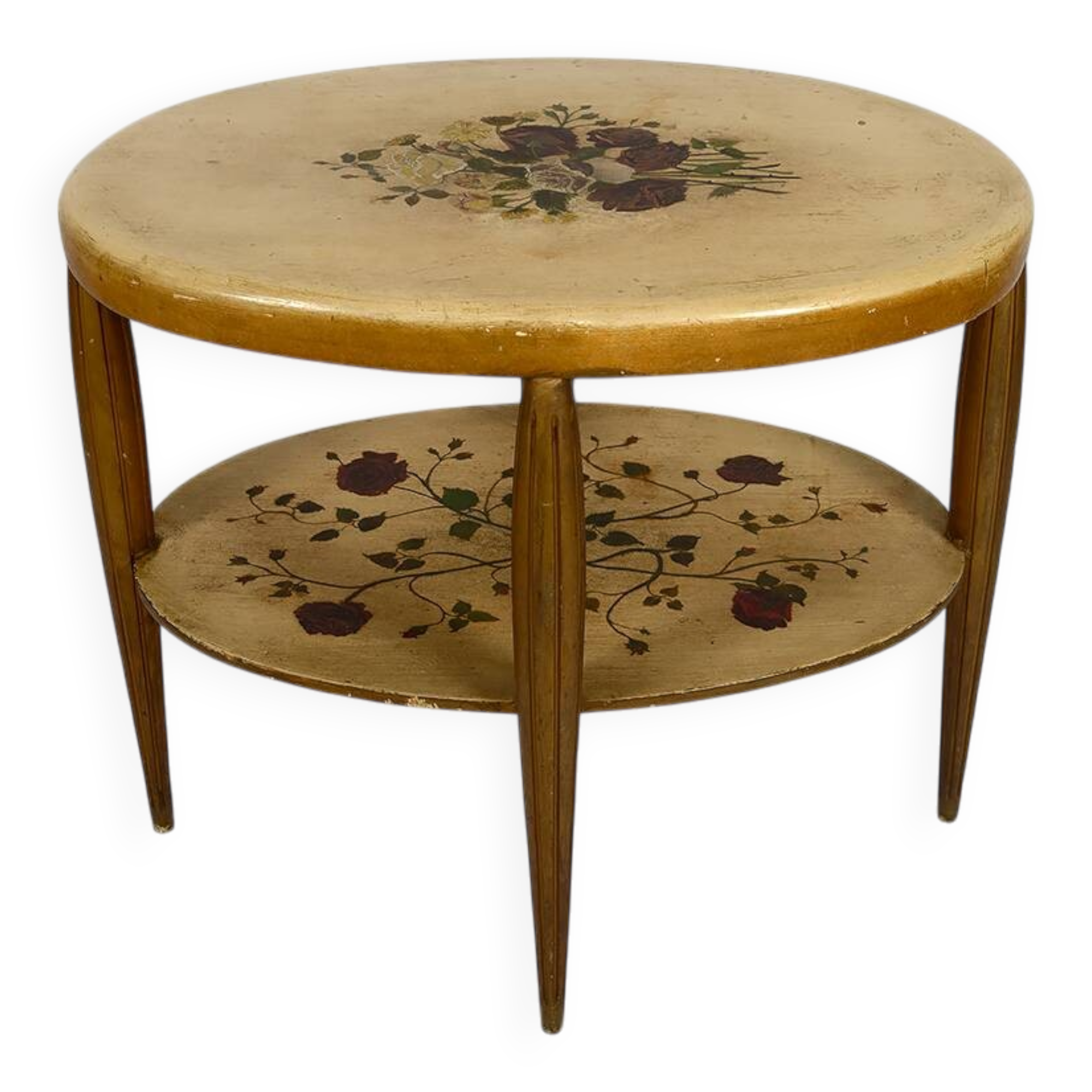 Art Deco gueridon with painted and gilded floral decoration, France – Circa 1920
