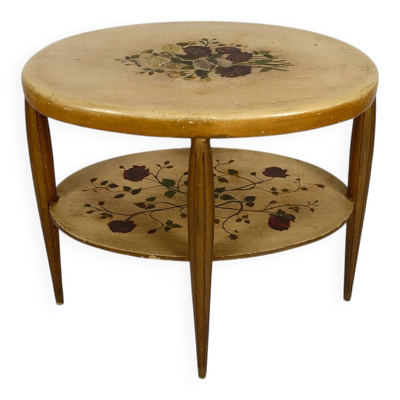 Guéridon Art Déco à décor floral peint et doré, France – Circa 1920