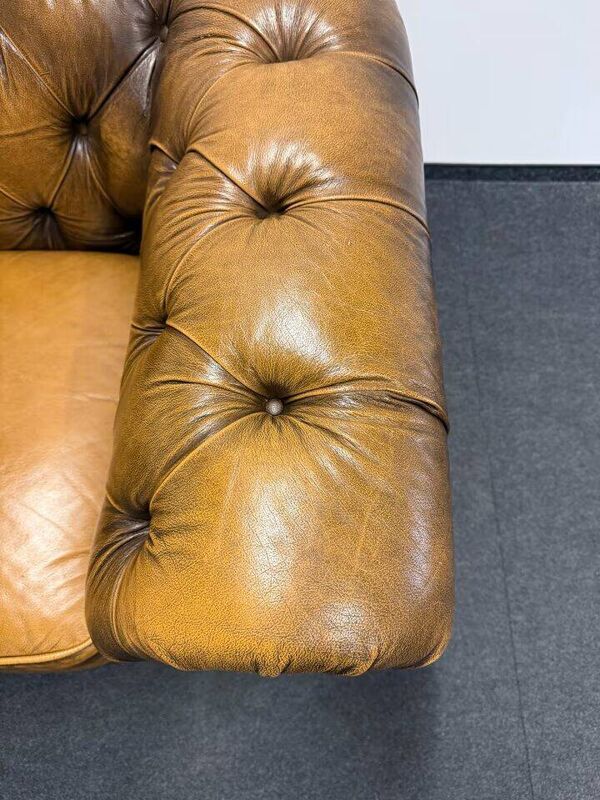 Fauteuil Chesterfield vintage en cuir marron