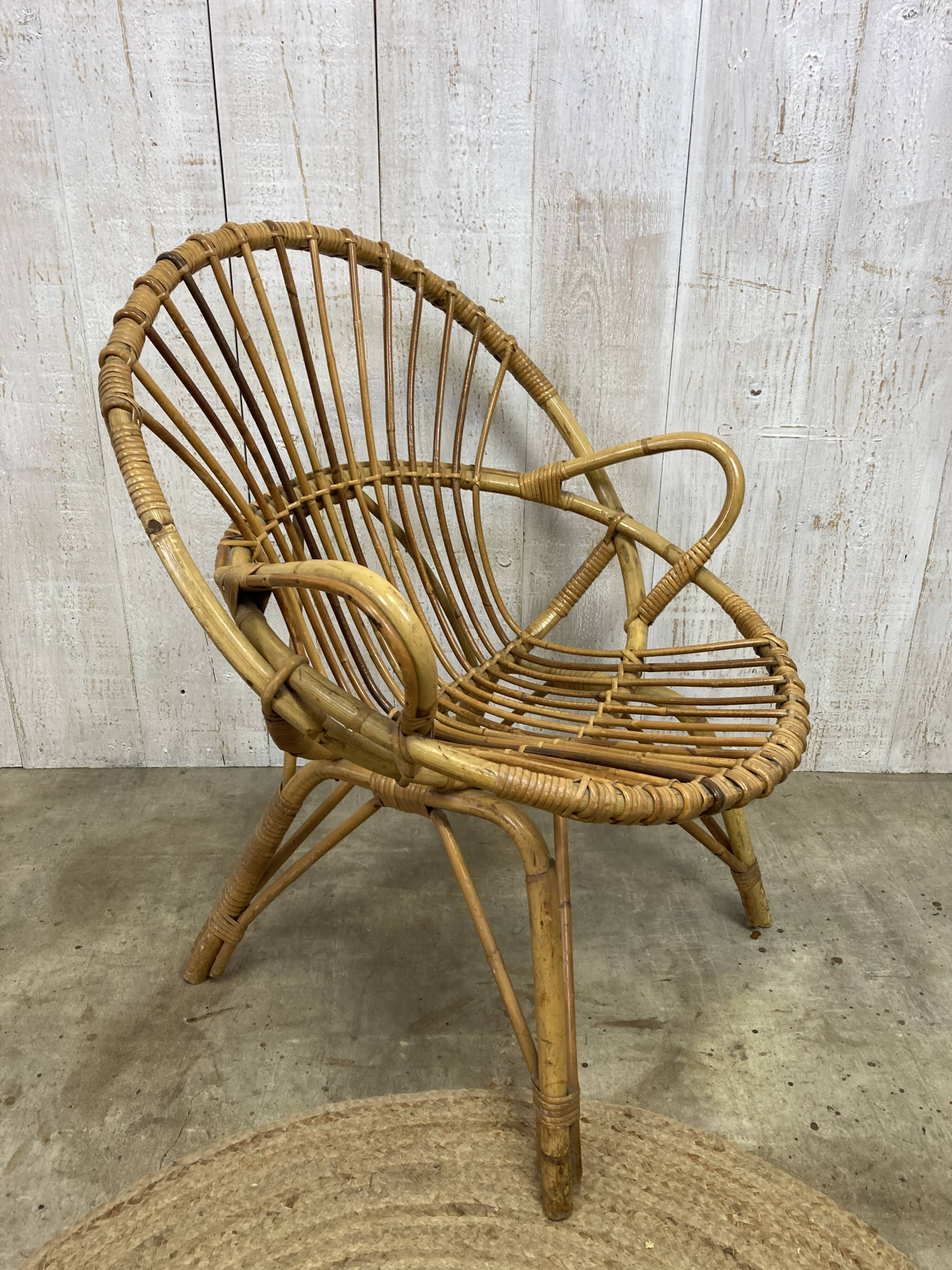 Pair of vintage rattan armchairs
