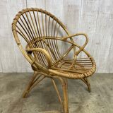 Pair of vintage rattan armchairs