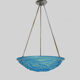 Old degue chandelier, suspension basin art deco 1 fire, in blue glass paste. signed degué