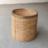 Rattan & brass planter, Italy, 1970's
