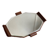 Vintage art deco design serving tray - teak and mirror - 1940s
