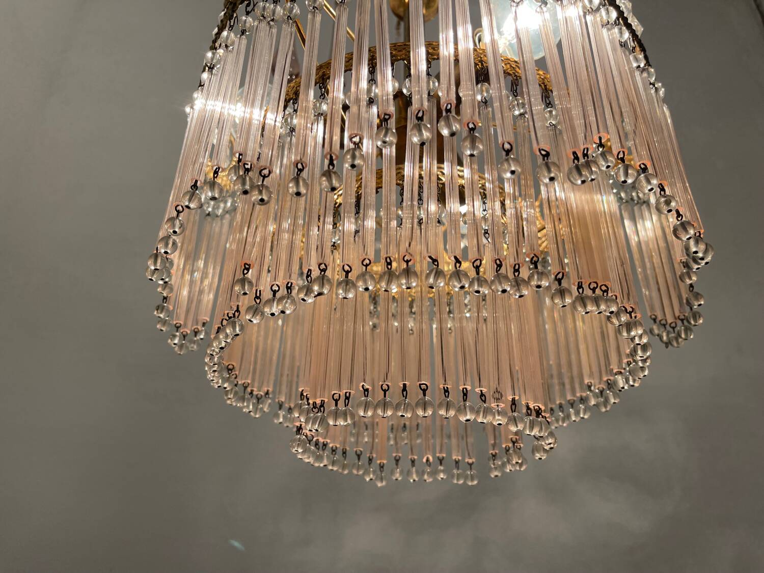 Pink Murano Glass Rod Chandelier