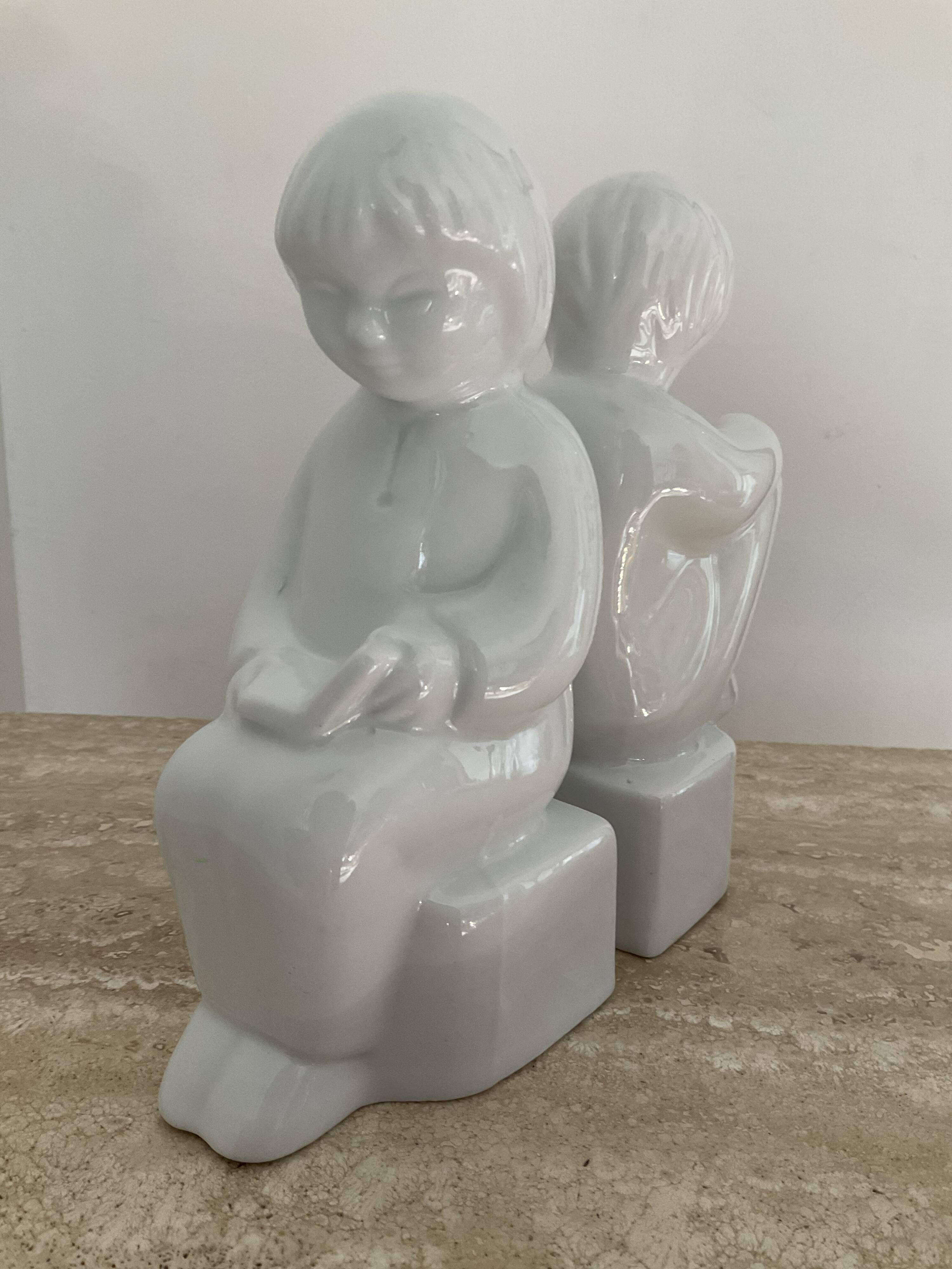 Pair of vintage ceramic bookends 70s-80s