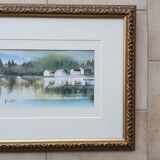 Aquarelle paysage cabanons provençaux