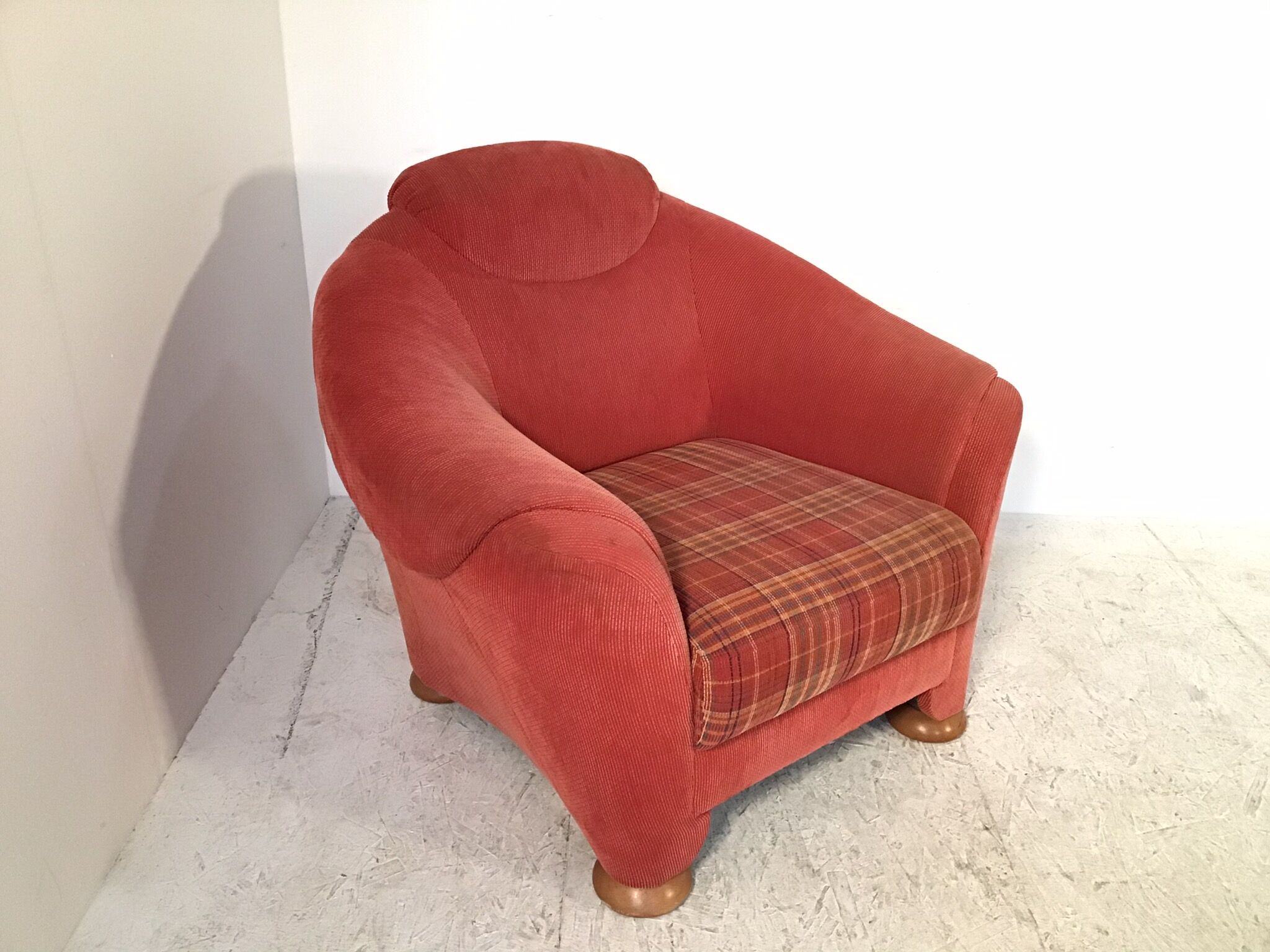 Red fabric club chair