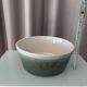 Vintage Scandinavian Stoneware Serving Bowl – Moss Green & Ivory – Mid Cent