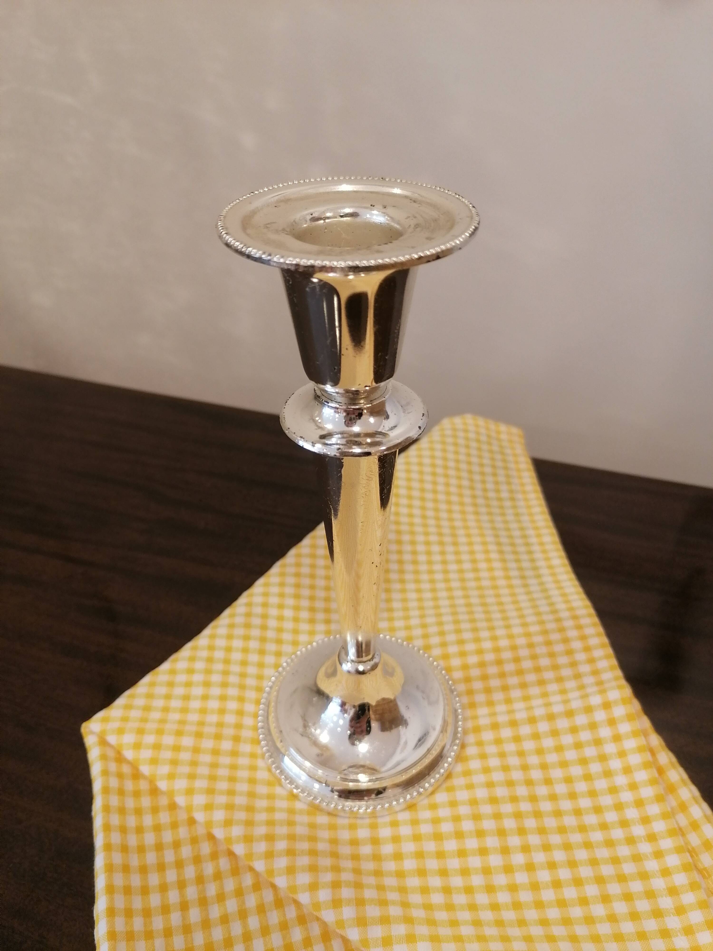 Silver metal candle holder
