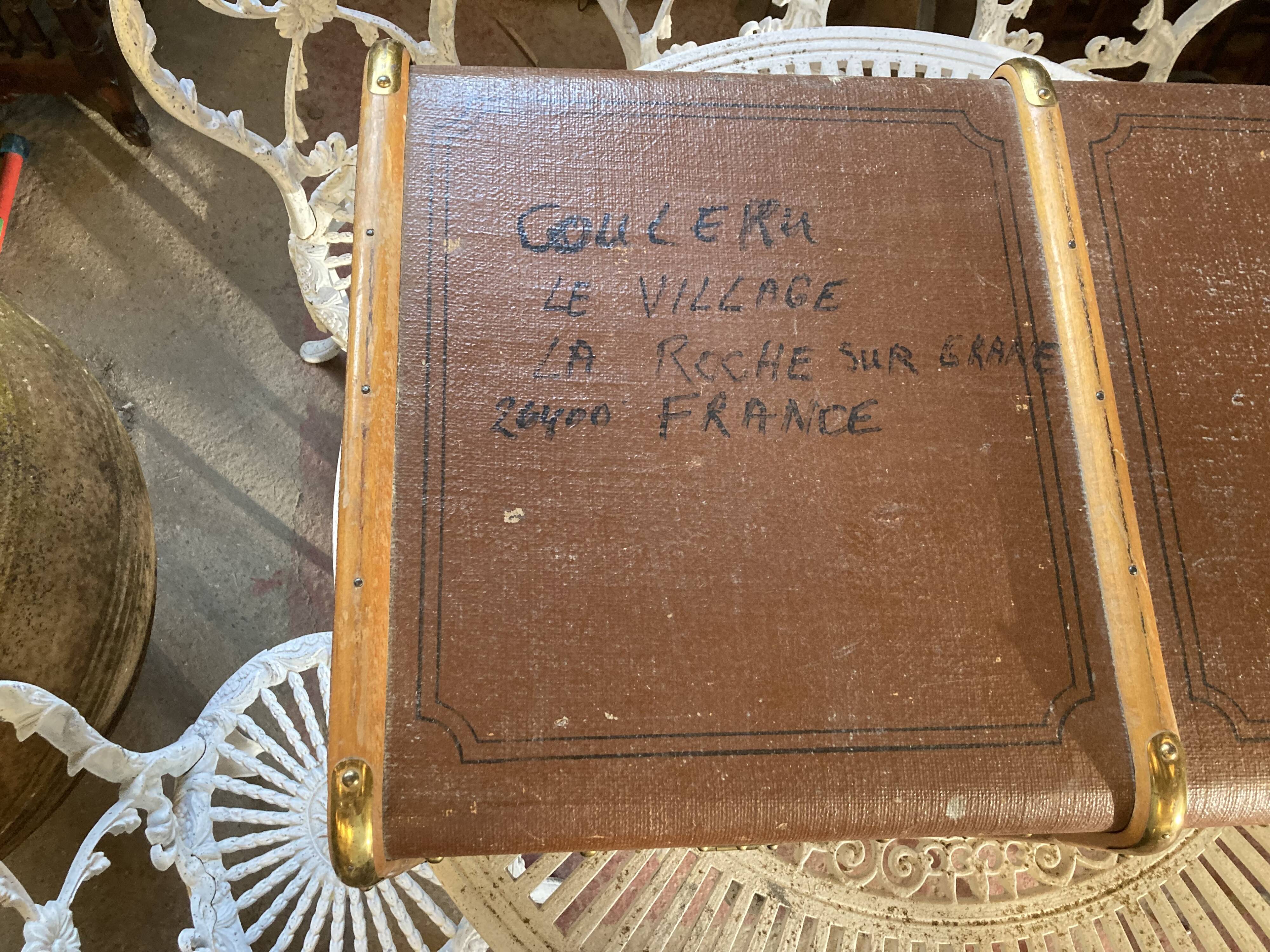 Malle de voyage ancienne bois gainé de cuir vers 1900