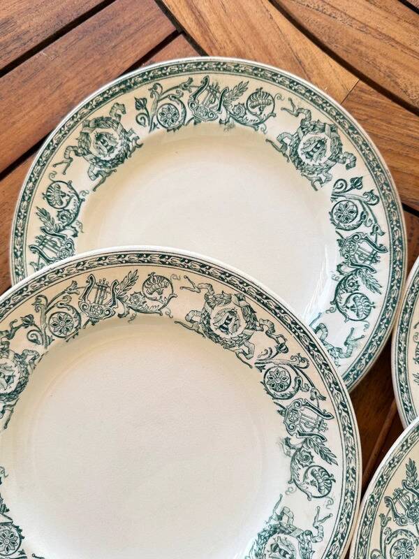 Set of 6 antique Longwy "Talma" flat plates in ironstone - 20th century