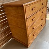 Vintage rattan chest of drawers