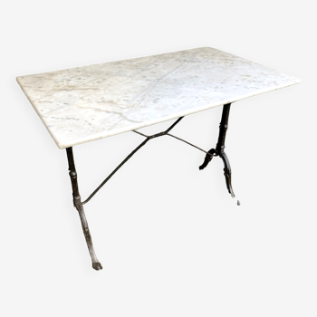 Garden table cast iron legs rectangular marble top