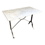 Garden table cast iron legs rectangular marble top