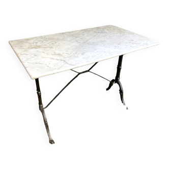 Garden table cast iron legs rectangular marble top