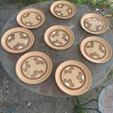 8 assiettes plates motifs fleurs en gres sarreguemines france vintage