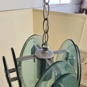 Nilo Veca for Fontana Arte: Vintage design pendant light in smoked green glass.