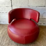 Curl armchair in red leather by Roche Bobois