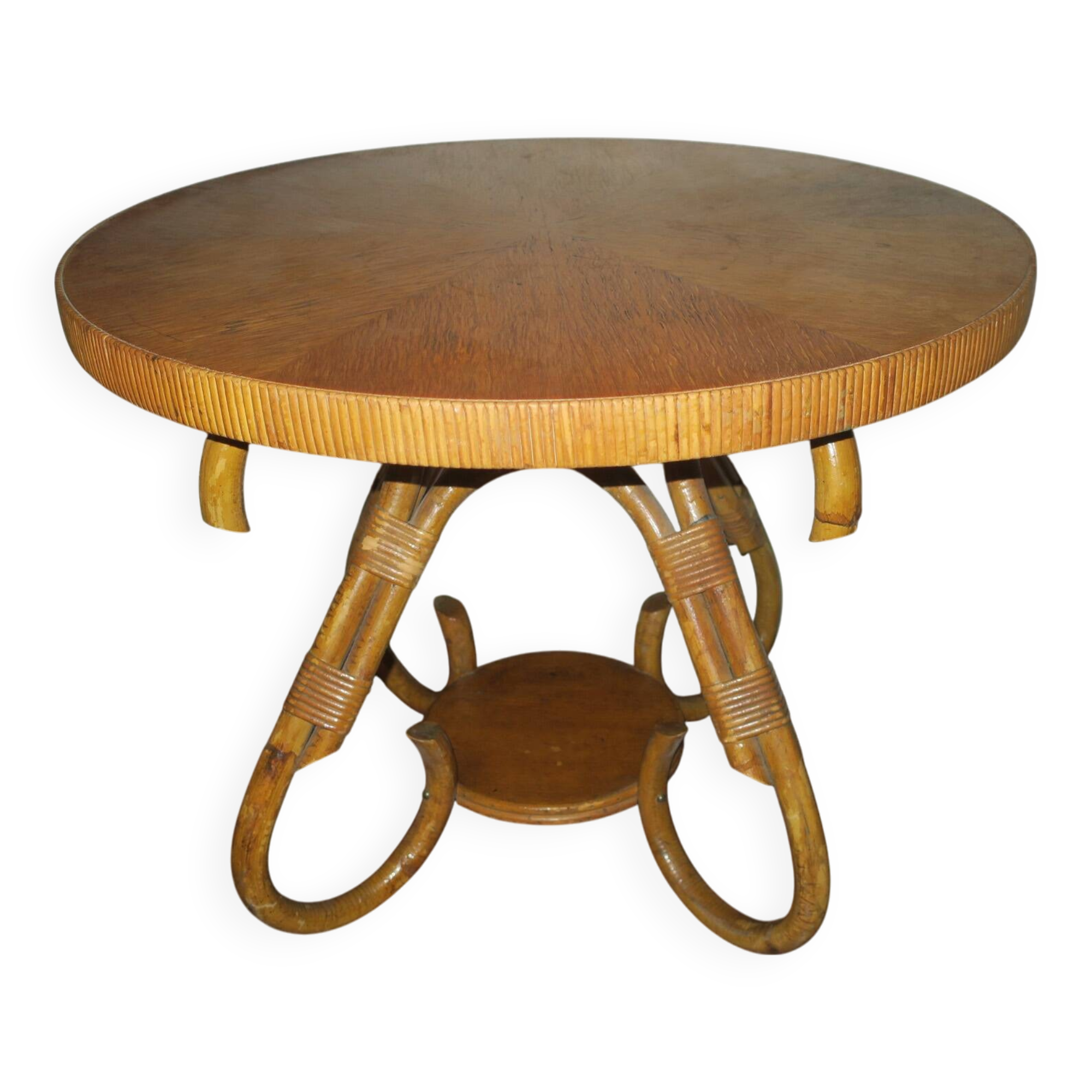 Circular bamboo coffee table, 1960s