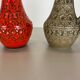Set of 2 multi-color fat lava op art pottery vase made bay ceramics, germany