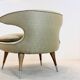 Fauteuil « Horn Chair » de Karpen of California en tissu doré et noyer