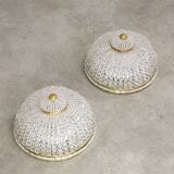 Mid-Century Czech Crystal and Brass Wall Lamp in Brass, 50s, set of 2