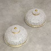 Mid-Century Czech Crystal and Brass Wall Lamp in Brass, 50s, set of 2