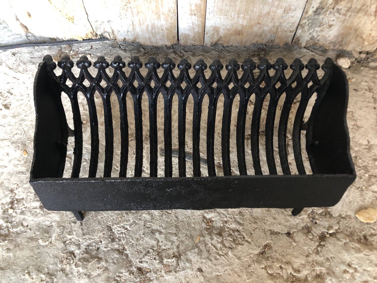 Old Vintage Black Cast Iron Fireplace