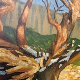Old painting forest tree oil on canvas
