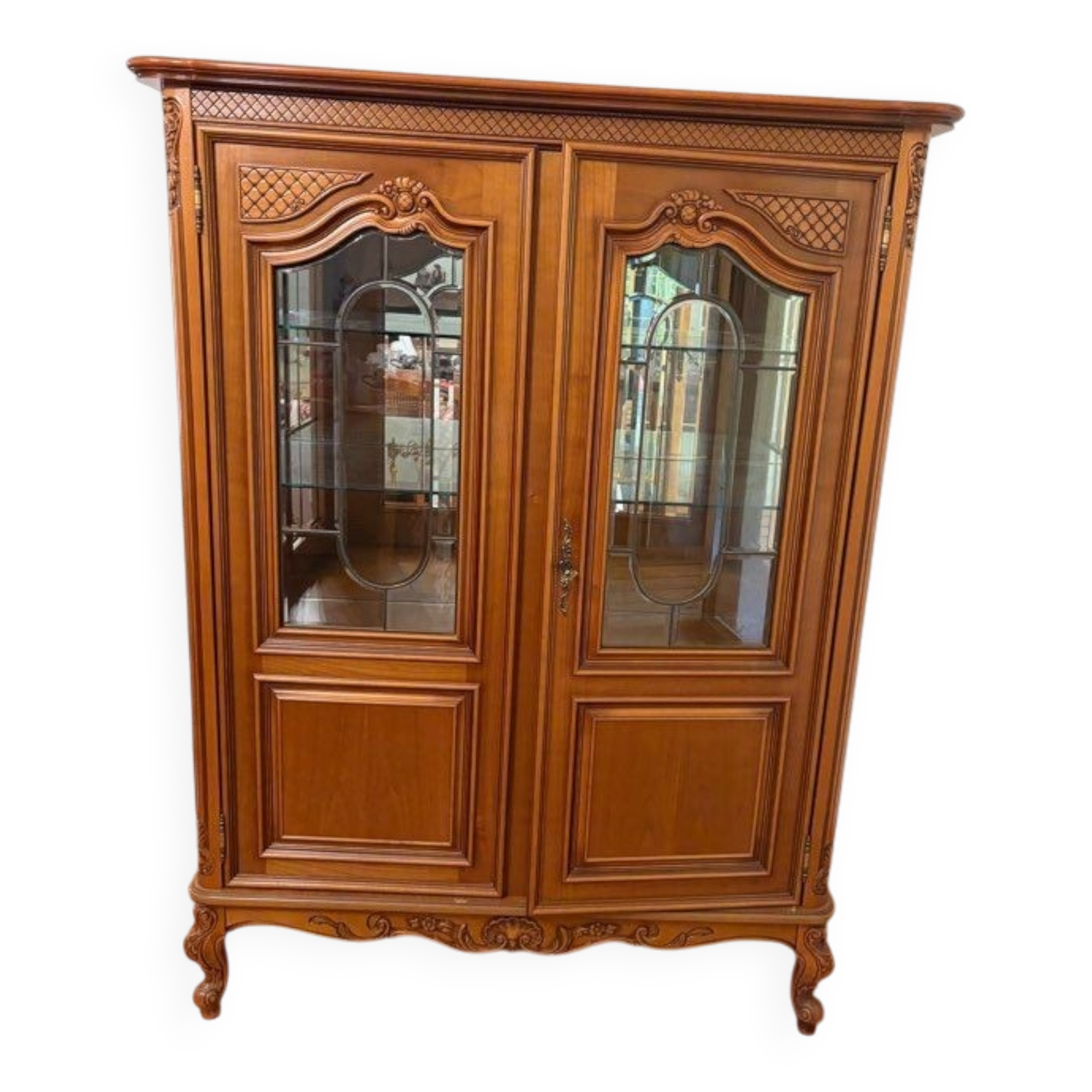 "Display cabinet, Louis XV cherry wood with two doors"