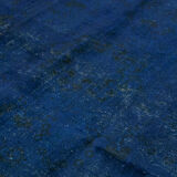 Hand-knotted anatolian vintage 1970s blue wool carpet